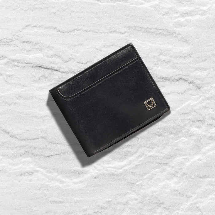 Cashmere W1 Black Leather Bi-Fold Wallet