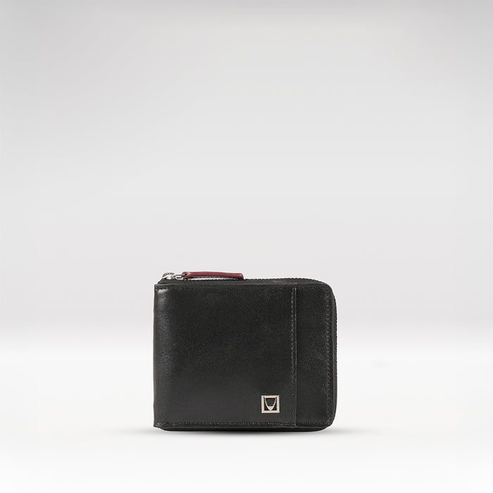 Cashmere W2 Black Leather Bi-Fold Wallet