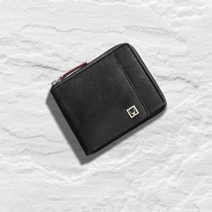Cashmere W2 Black Leather Bi-Fold Wallet