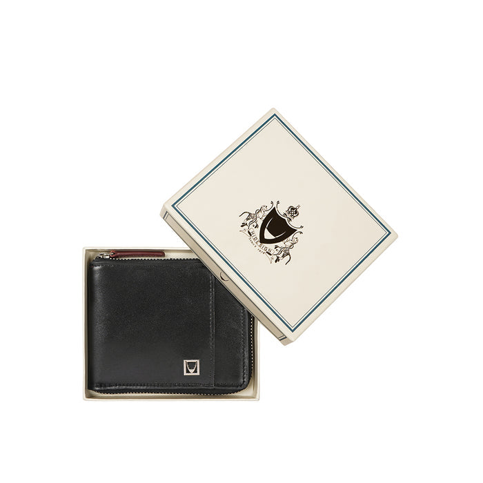 Cashmere W2 Black Leather Bi-Fold Wallet