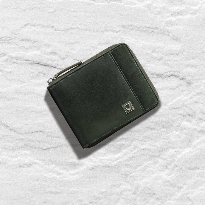 Cashmere W2 Green Leather Bi-Fold Wallet