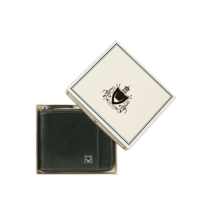 Cashmere W2 Green Leather Bi-Fold Wallet