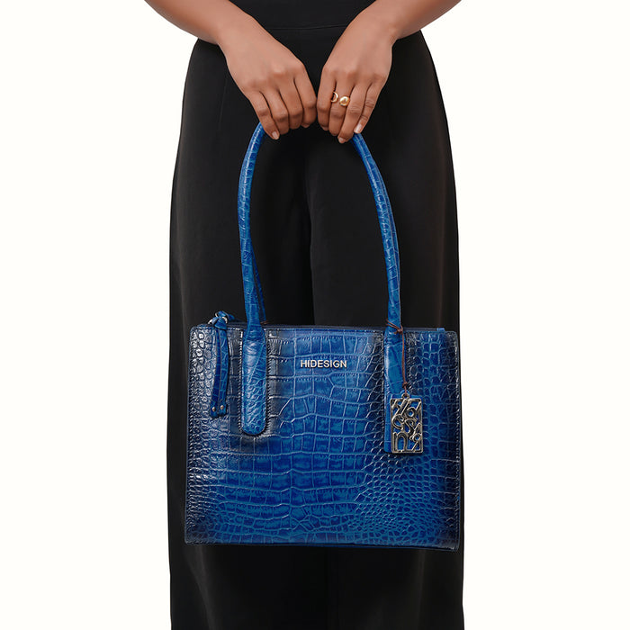 Casino 02 Blue Leather Tote Bag