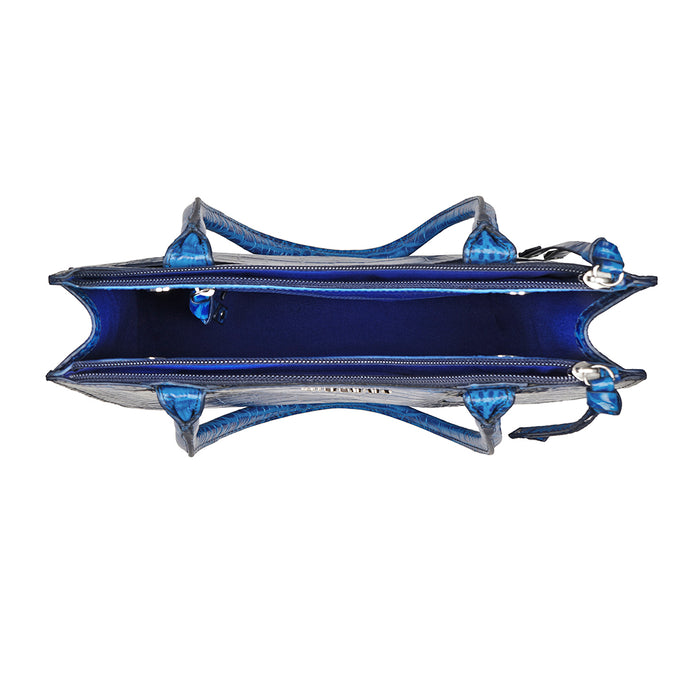 Casino 02 Blue Leather Tote Bag