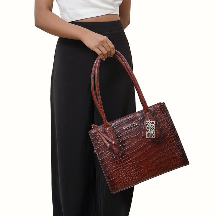 Casino 02 Red Leather Tote Bag