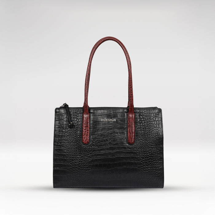 Casino 03 Black Leather Tote Bag