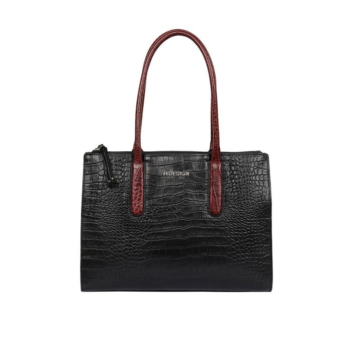 Casino 03 Black Leather Tote Bag
