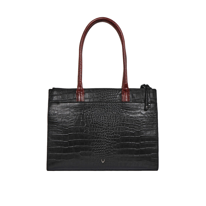 Casino 03 Black Leather Tote Bag