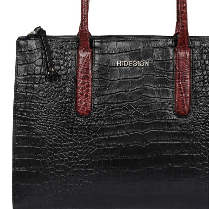 Casino 03 Black Leather Tote Bag