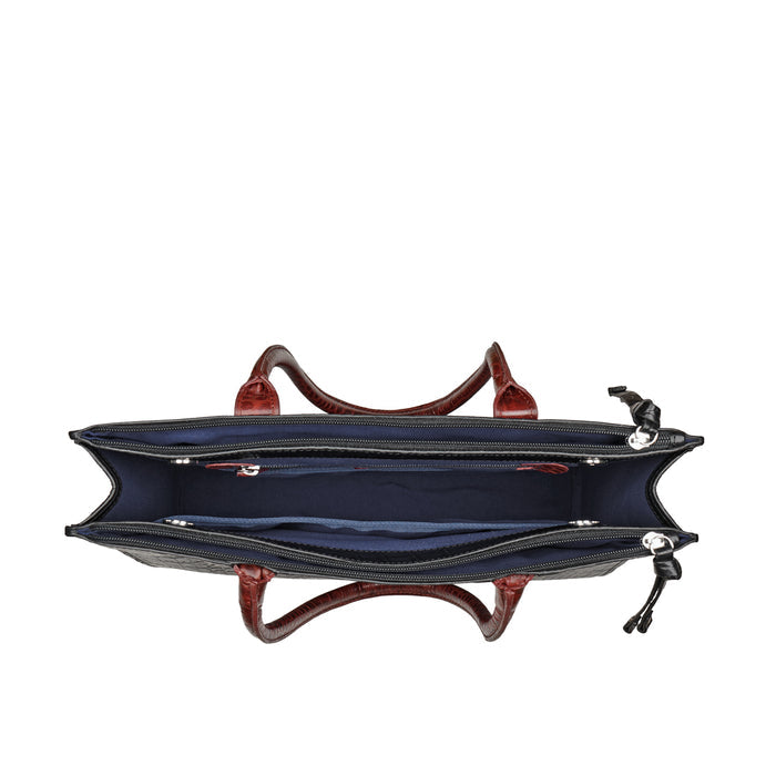 Casino 03 Black Leather Tote Bag