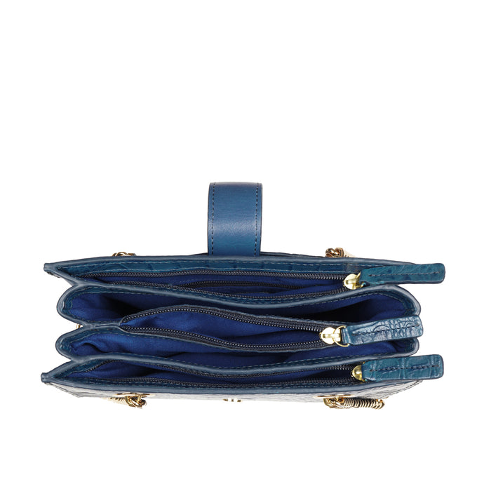 Casino 04 Blue Leather Shoulder Bag