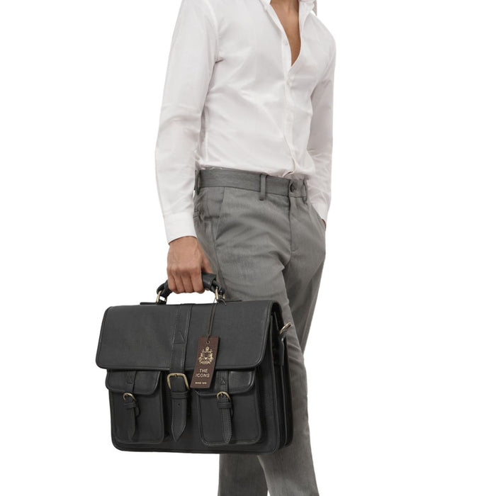 Castello Black Leather  Briefcase