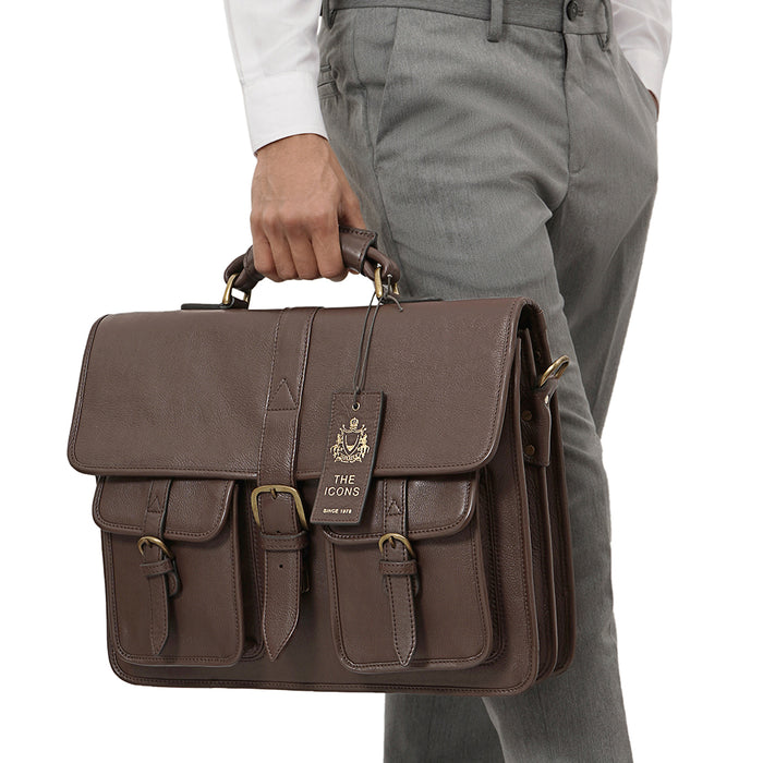 Castello Brown Leather  Briefcase