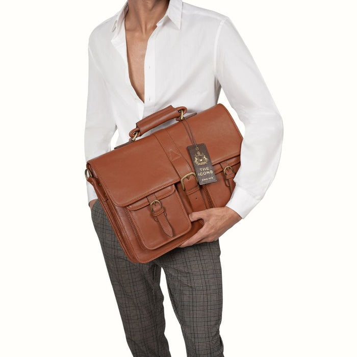 Castello Tan Leather  Briefcase