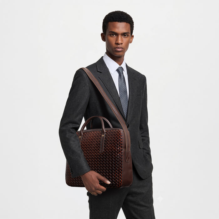 Castor 02 Tan Leather Briefcase