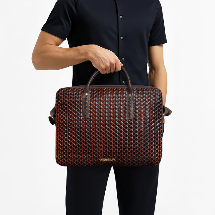 Castor 02 Tan Leather Briefcase