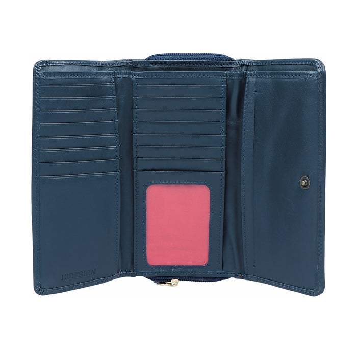 Cerys W3 Blue Leather Clutch Wallet