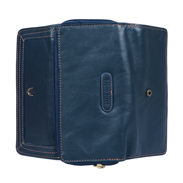 Cerys W3 Blue Leather Clutch Wallet