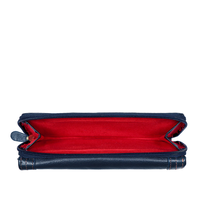 Cerys W3 Blue Leather Clutch Wallet