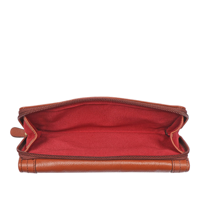 Cerys W3 Tan Leather Clutch Wallet