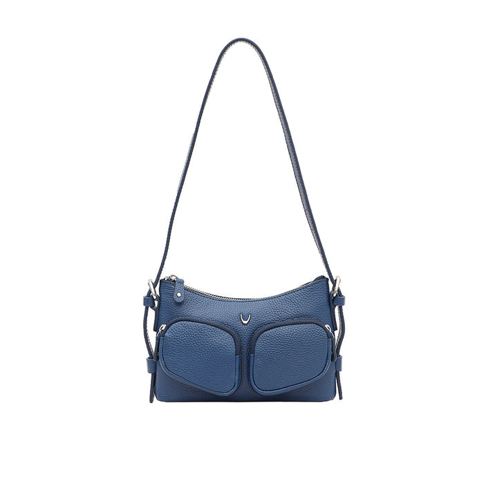 Changi-01 Blue Leather Shoulder Bag