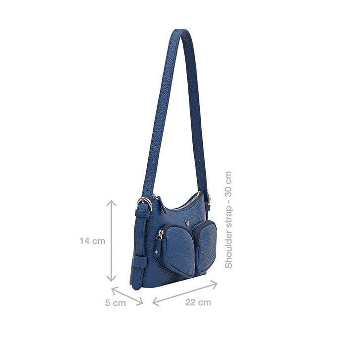 Changi-01 Blue Leather Shoulder Bag