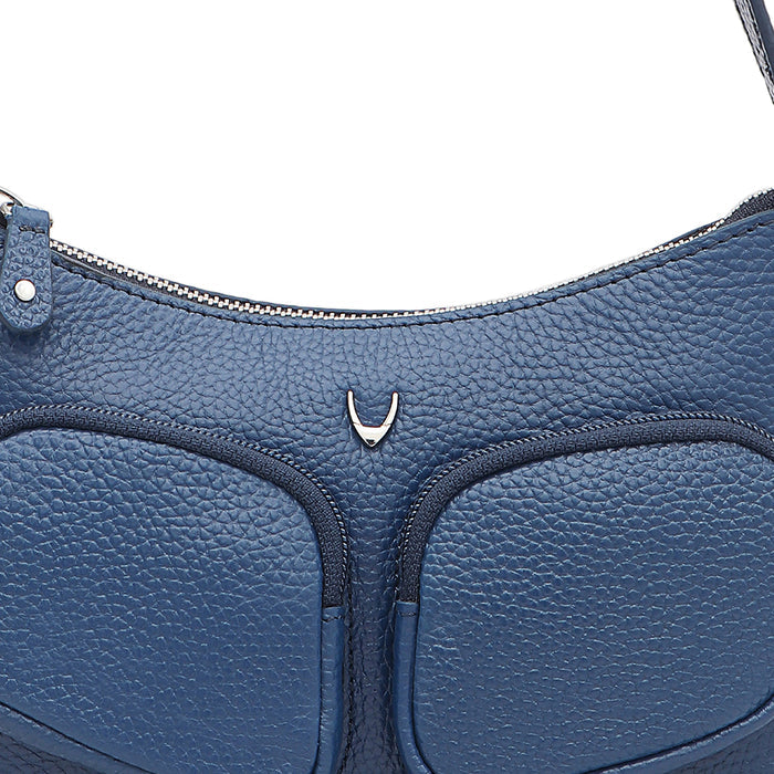 Changi-01 Blue Leather Shoulder Bag