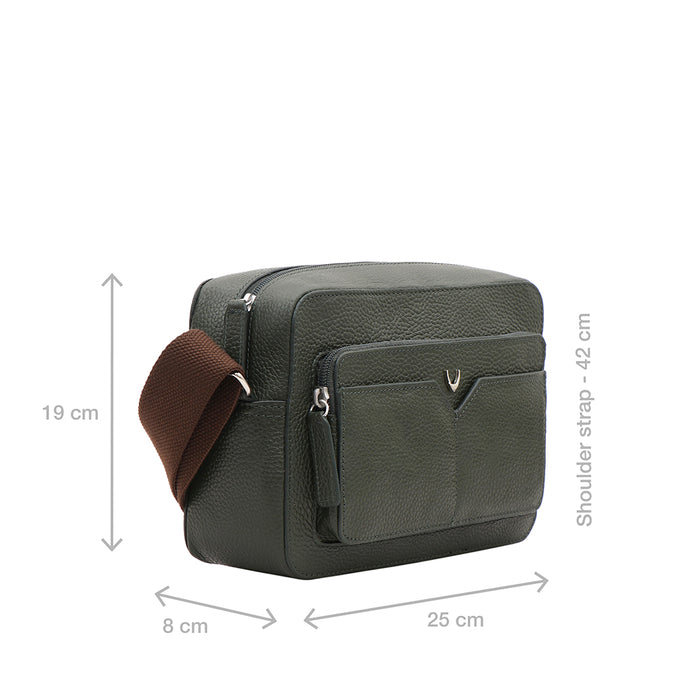 Changi-02 Green Leather  Crossbody