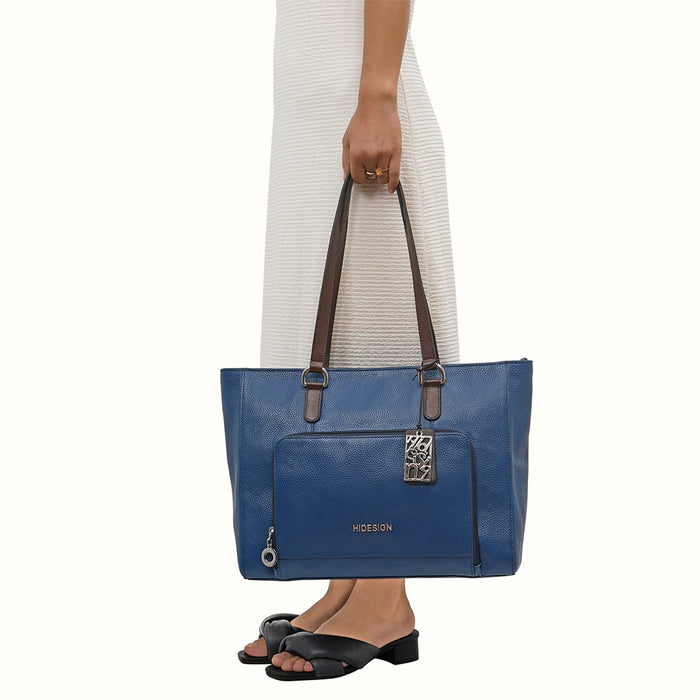 Changi-03 Blue Leather Shoulder Bag