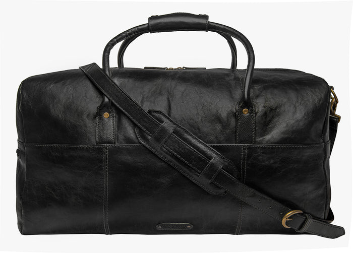 Charles 01 Black Leather Duffle Bag