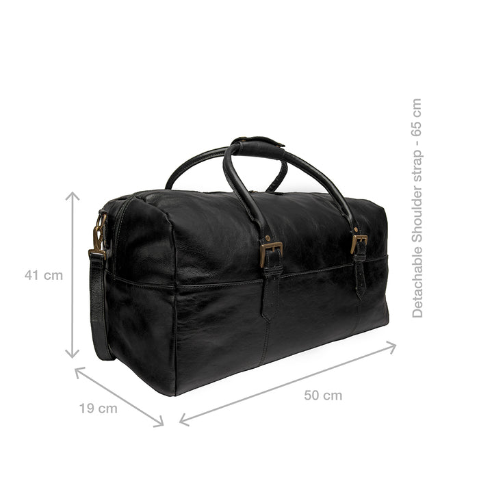 Charles 01 Black Leather Duffle Bag