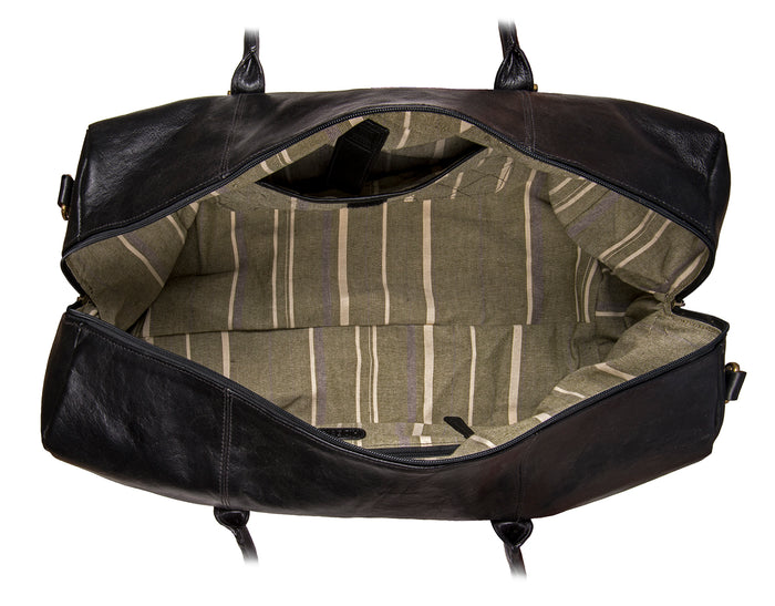 Charles 01 Black Leather Duffle Bag