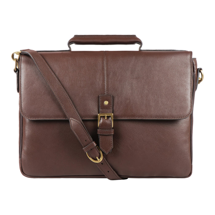 Charles 03 Brown Leather  Briefcase