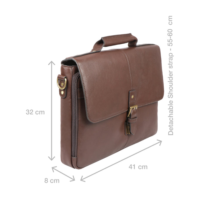 Charles 03 Brown Leather  Briefcase