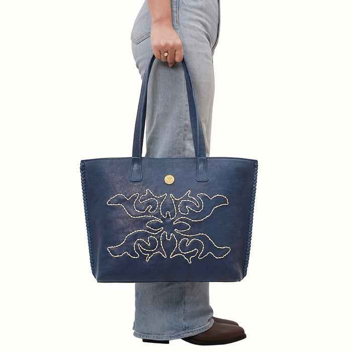 Cheyenne 02 Blue Leather Shoulder Bag