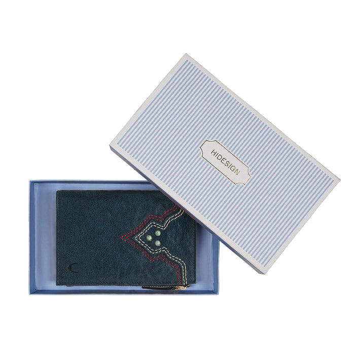 Cheyenne W1 Blue Leather Bi-Fold Wallet