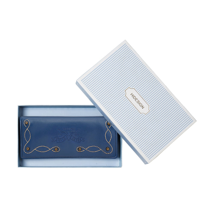 Cheyenne W3 Blue Leather Bi-Fold Wallet