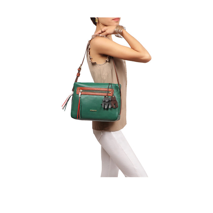 Chiquita 01 Green Leather Shoulder Bag