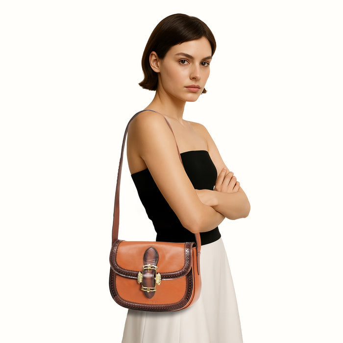 Churro 02 Orange Leather Shoulder Bag