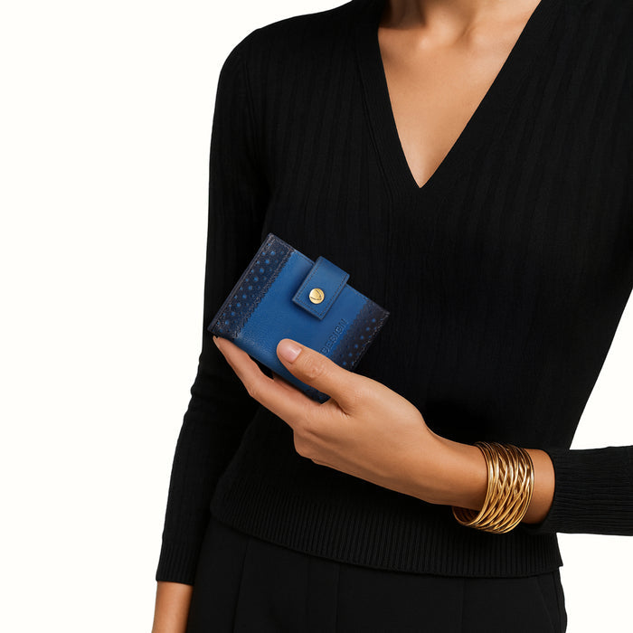 Churro W1 Blue Leather Card Holder