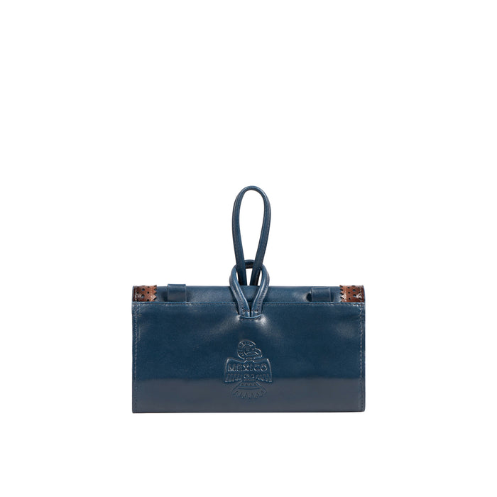 Churro W4 Blue Leather Sling Wallet