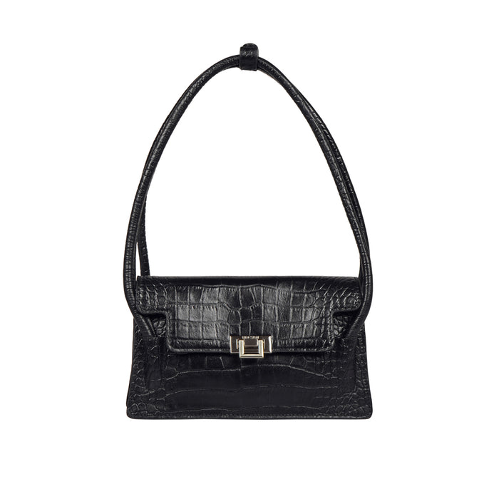 Clarisse Black Leather Shoulder Bag