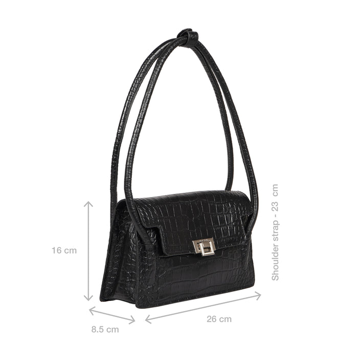 Clarisse Black Leather Shoulder Bag