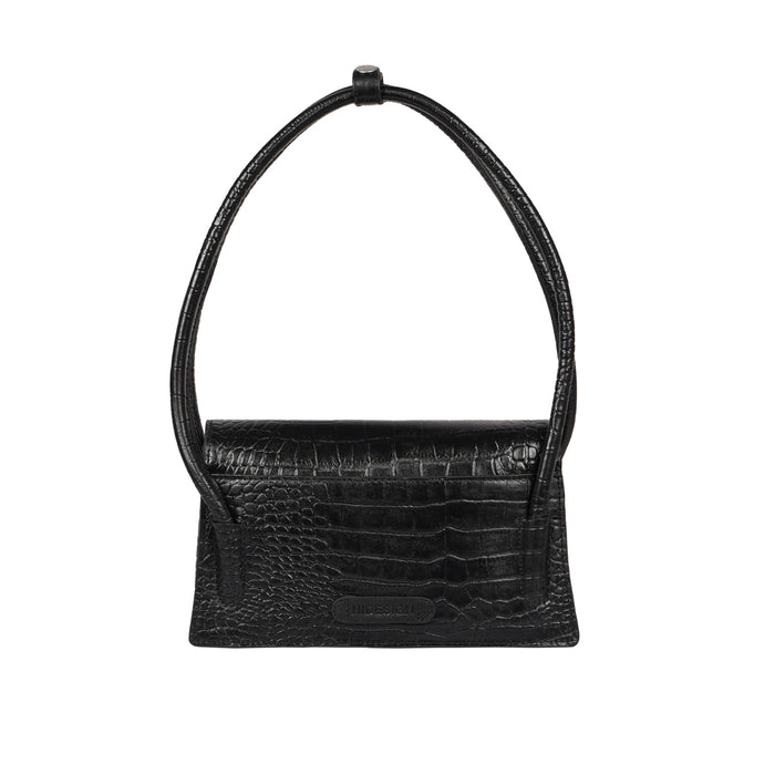 Clarisse Black Leather Shoulder Bag