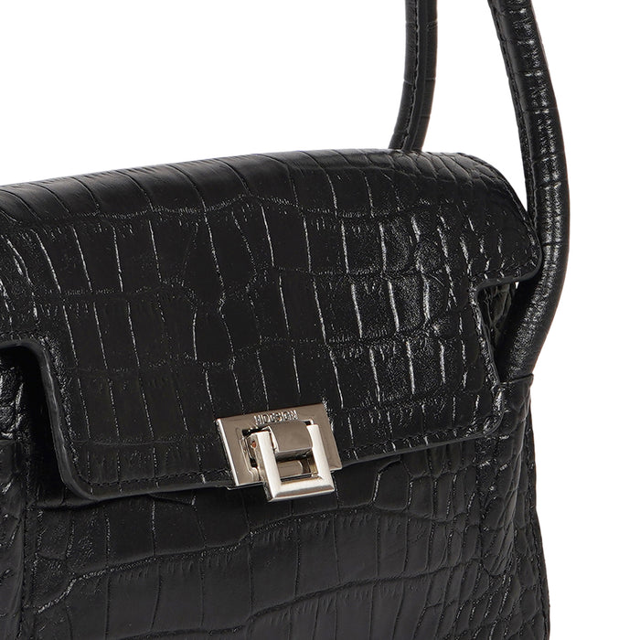 Clarisse Black Leather Shoulder Bag