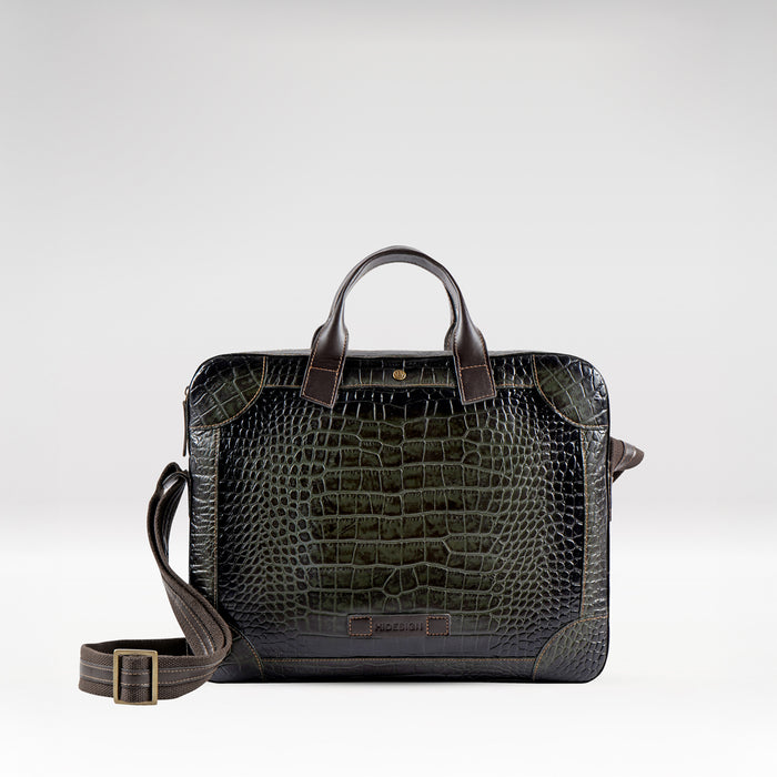 Clooney Green Leather  Briefcase