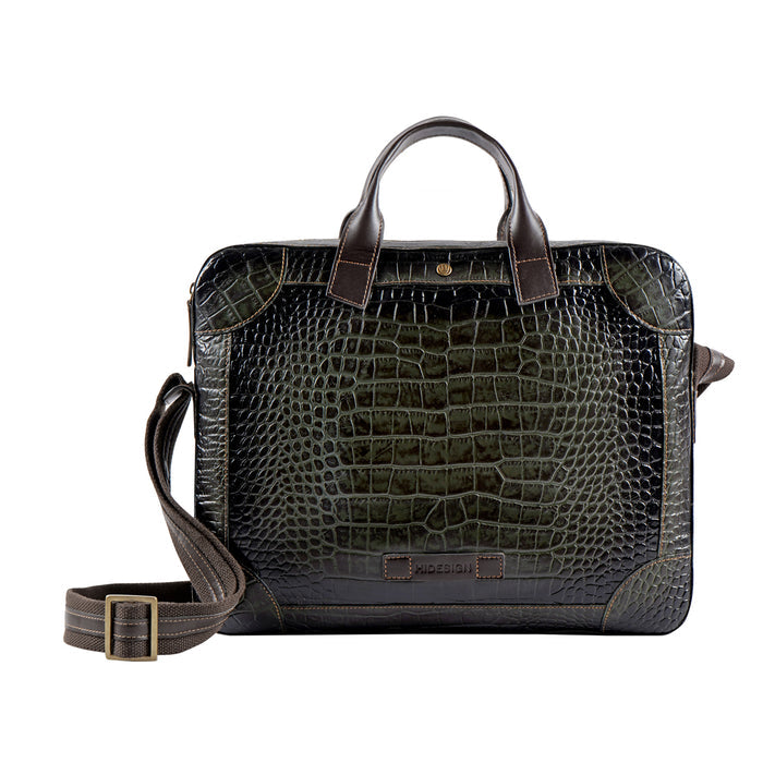 Clooney Green Leather  Briefcase