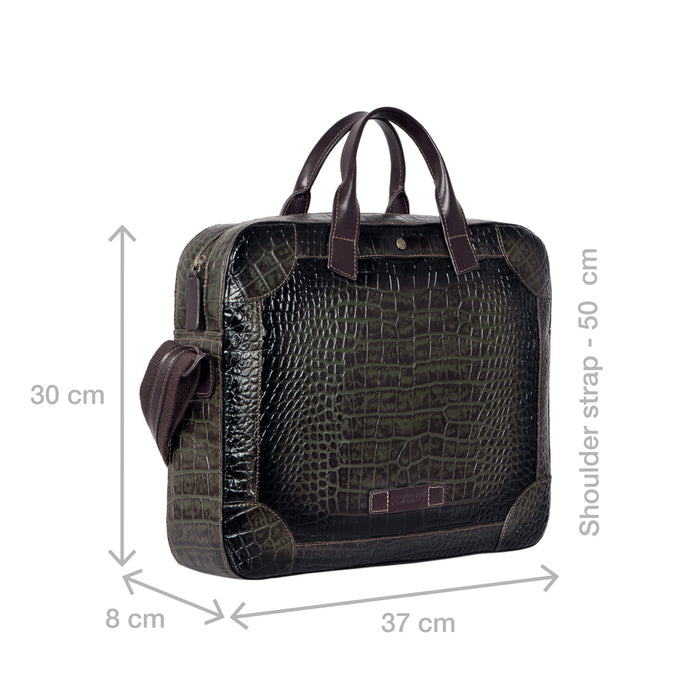Clooney Green Leather  Briefcase
