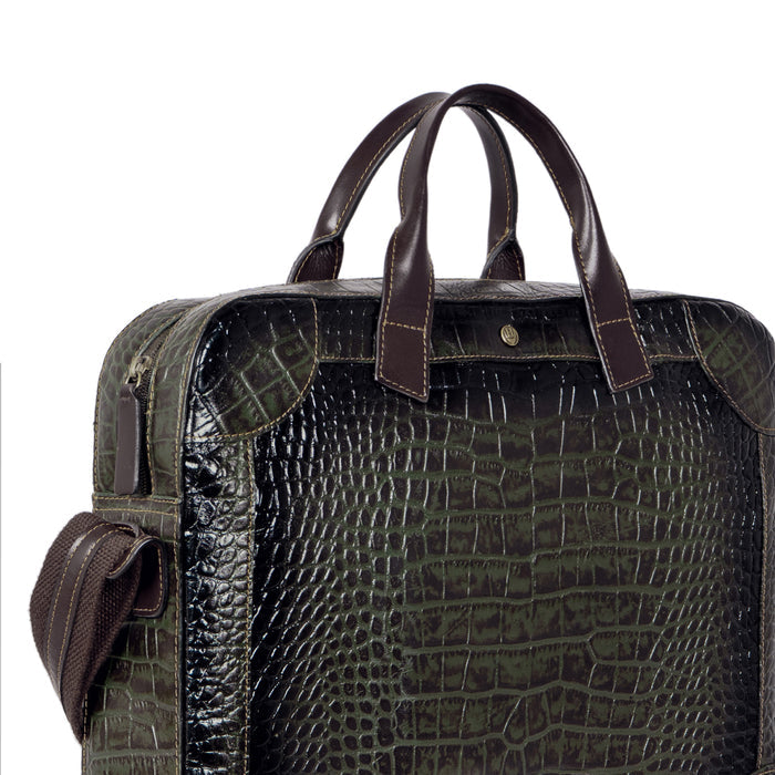 Clooney Green Leather  Briefcase