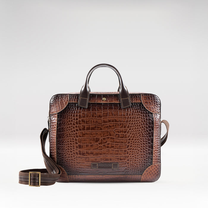Clooney Tan Leather  Briefcase